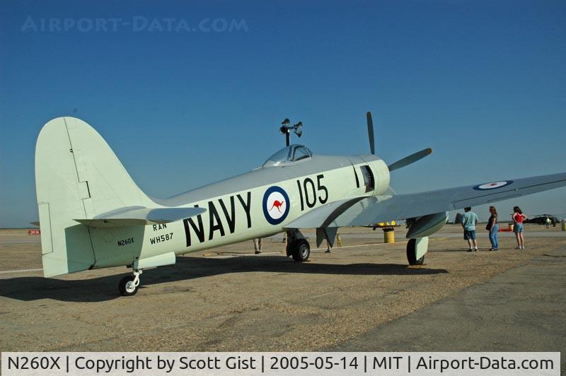 N260X, 1951 Hawker Sea Fury FB11 C/N 41H/636334, Early morning at Shafter Ca