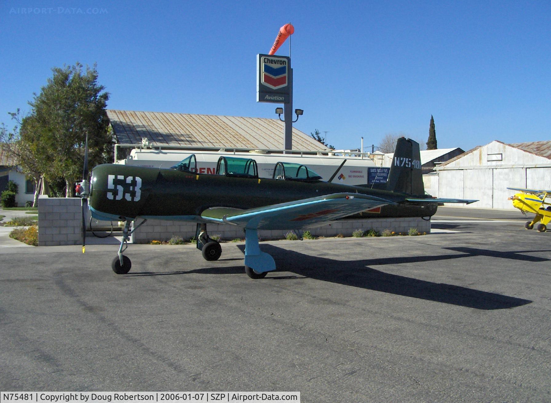 N75481, 1972 Nanchang CJ-6A C/N 2951272, 1972 Nanchang China CJ-6A, Huosai 6A 9 cylinder radial 285 Hp, refueling
