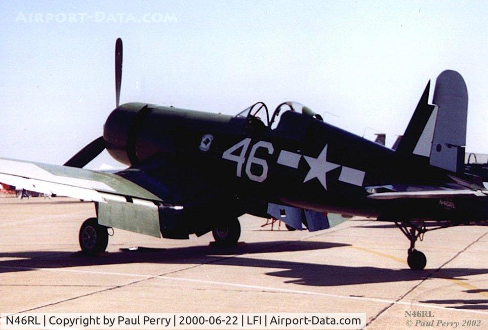 N46RL, 1945 Goodyear FG-1D Corsair C/N Not found (92508/N46RL), Seen before her current paintjob, on static at Langley AFB