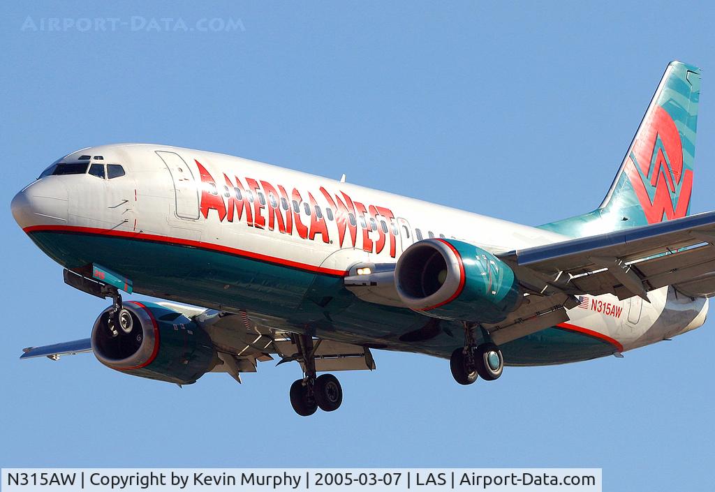 N315AW, 1987 Boeing 737-3S3 C/N 23734, Good looking bird into Vegas.