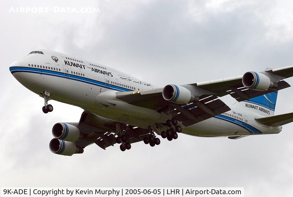 9K-ADE, 1994 Boeing 747-469 (M) C/N 27338, Arriving at a very dull Heathrow.