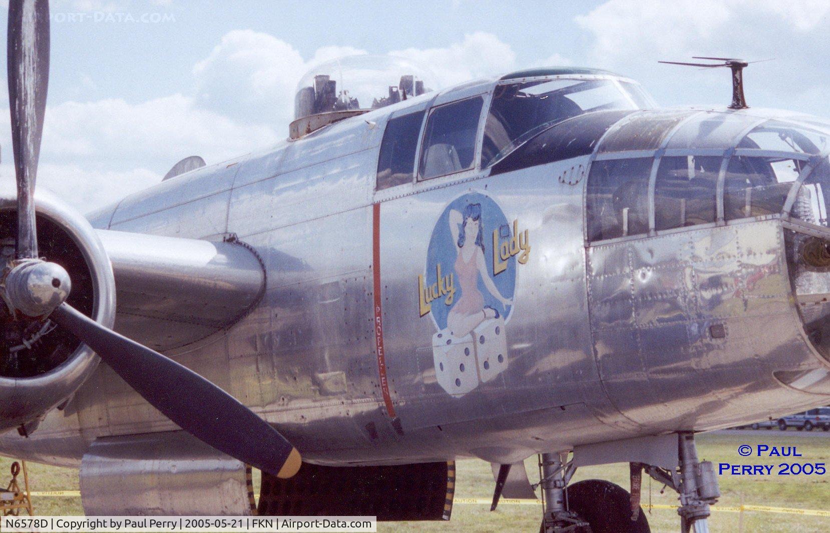 N6578D, 1944 North American B-25J Mitchell Mitchell C/N 108-34783, Close-up of the noseart of this Ramp Queen.  Hope to see her airworthy again.