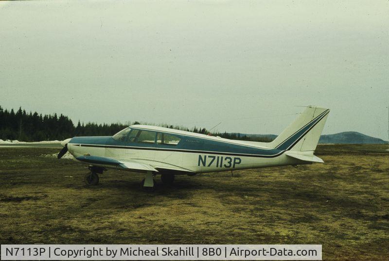 N7113P, 1960 Piper PA-24 Comanche C/N 24-1879, Parked at Rangely Maine circa 1970