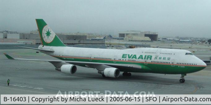 B-16403, 1993 Boeing 747-45E C/N 27141, Arriving at the gate in San Francisco