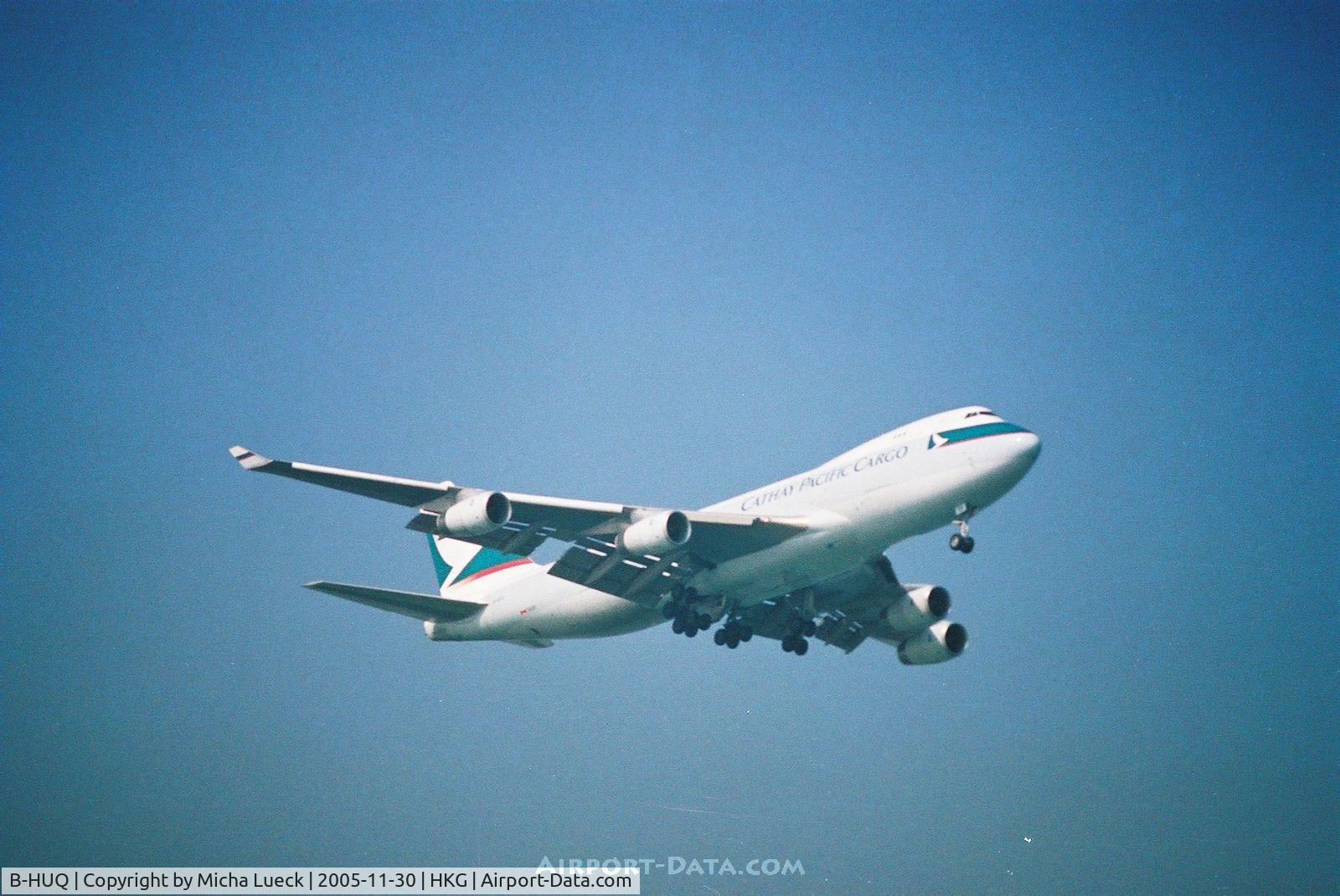 B-HUQ, 2005 Boeing 747-467F/SCD C/N 34150, On finals to Chep Lap Kok