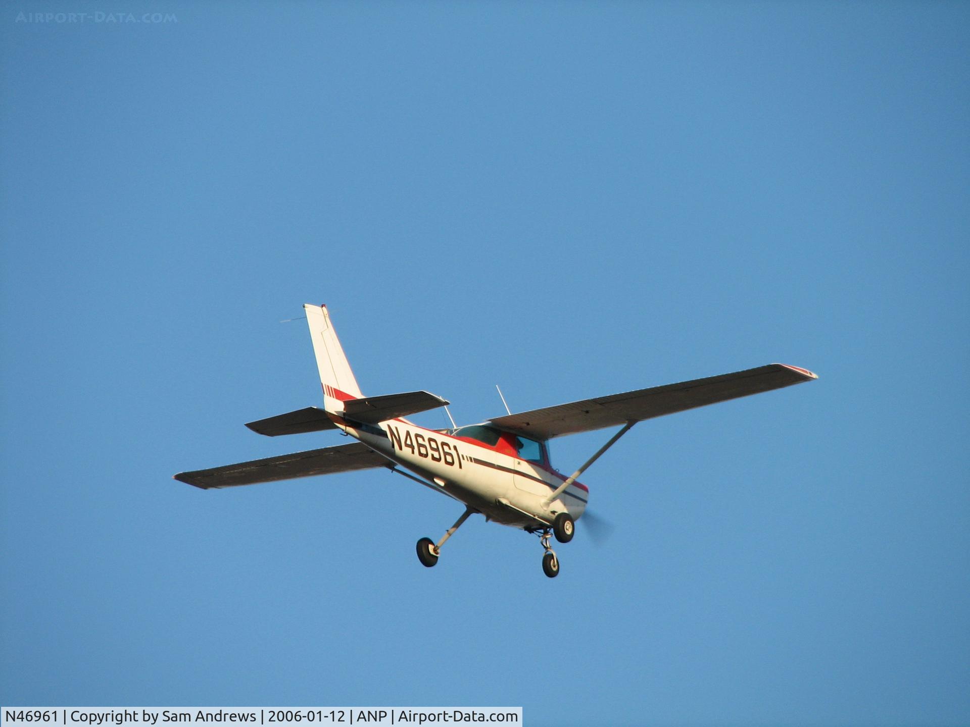 N46961, 1979 Cessna 152 C/N 15283151, Just took off and climbing out.  NAFC C-152 headed out to the eastern shore of MD for a training flight.