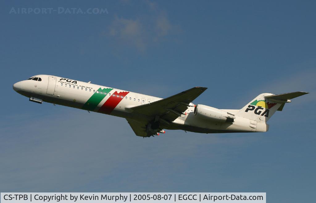 CS-TPB, 1990 Fokker 100 (F-28-0100) C/N 11262, Shortly after take off from 24L.