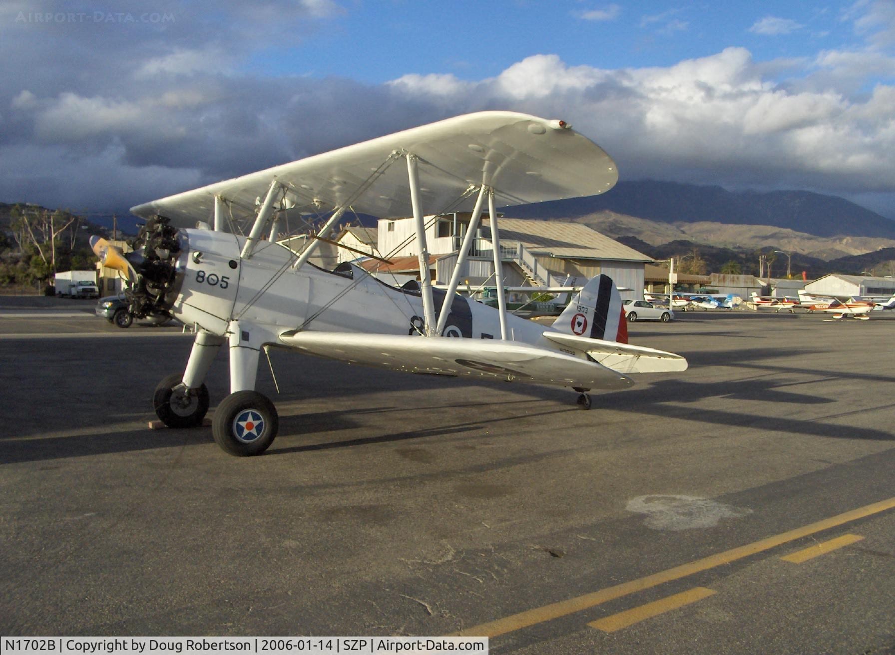 N1702B, 1942 Boeing PT-13D Kaydet (E75) C/N 75-5903, 1942 Boeing PT-13D, Cont. W670 220 Hp, 'Ruthies Doll'