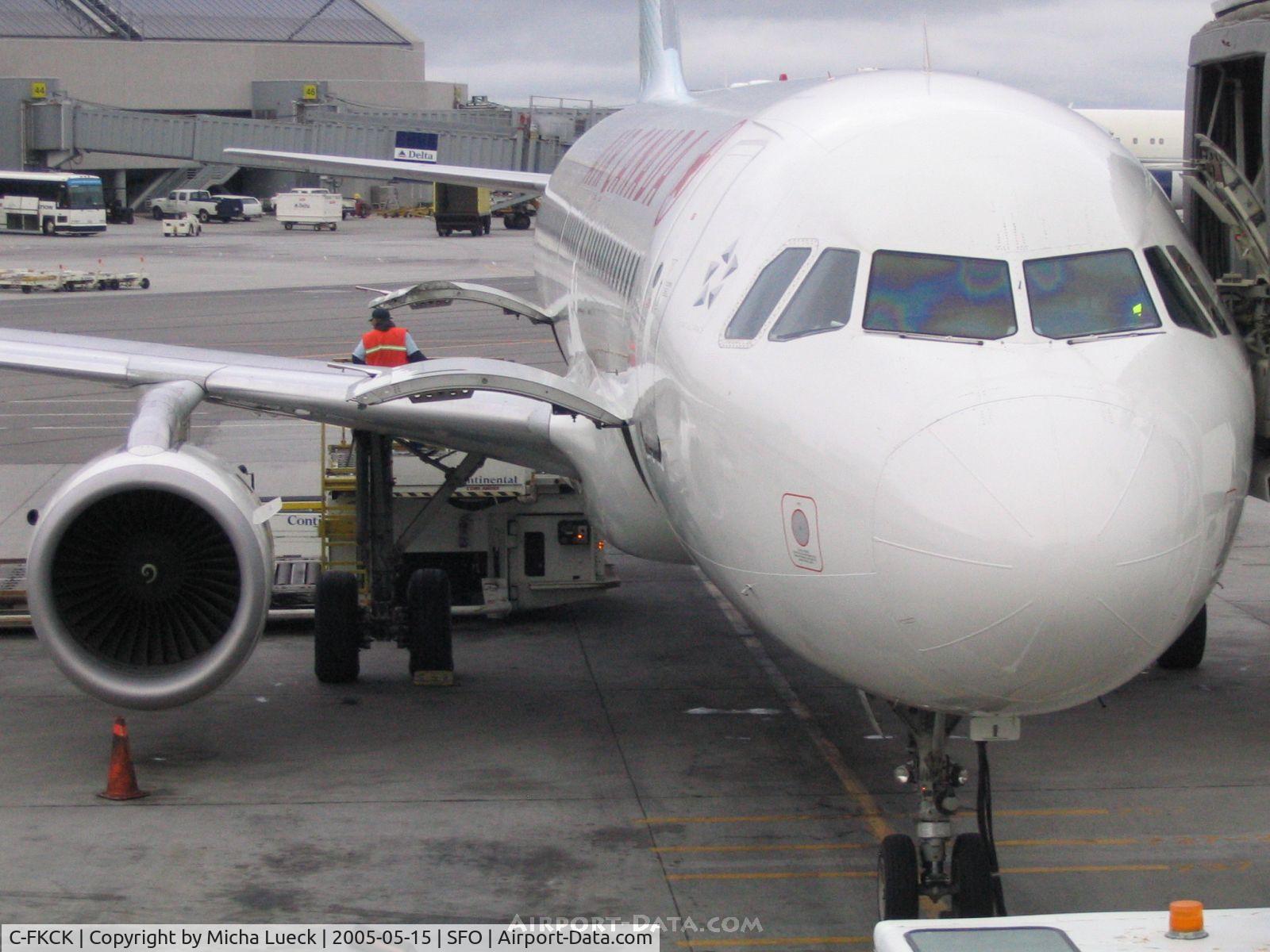 C-FKCK, 1991 Airbus A320-211 C/N 265, Just arrived at San Francisco after the 5hr trip from Toronto