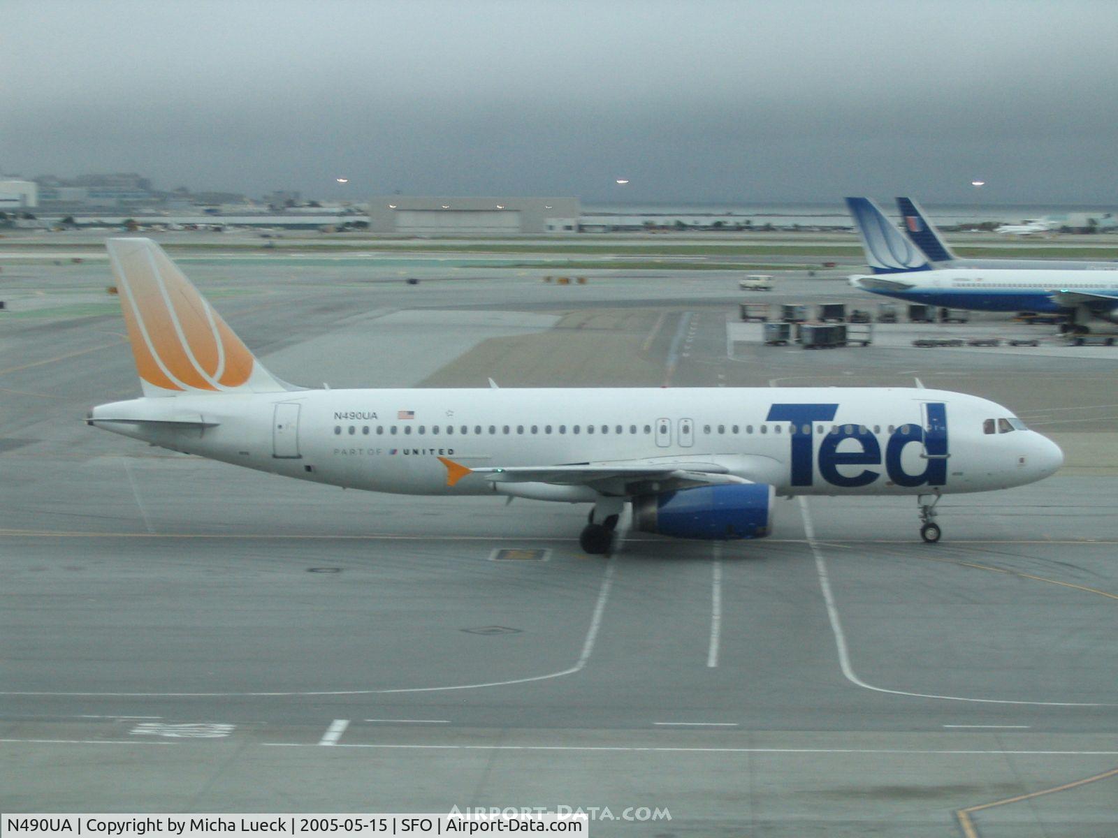 N490UA, 2002 Airbus A320-232 C/N 1728, United's low-cost subsidiary Ted at SFO