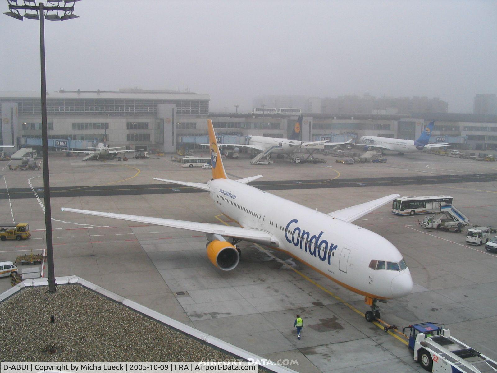 D-ABUI, 1994 Boeing 767-330/ER C/N 26988, Push-back in Frankfurt, and on the way to a sunny holiday destination