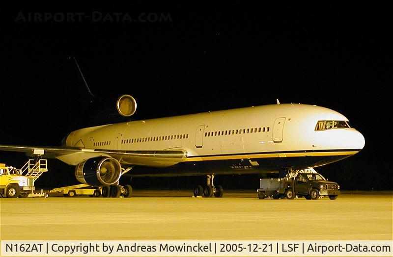 N162AT, 1982 Lockheed L-1011-385-3 TriStar 500 C/N 293A-1220, First official photo of ATA's L-1011-500 N162AT that just had a D-check and repainting completed in Abu Dhabi.  Picture taken at Ft. Benning, GA, on 12/21/2005.  Unfortunatly it was dark
