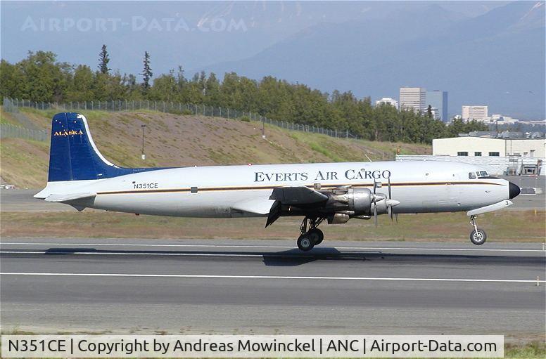 N351CE, 1954 Douglas C-118A Liftmaster (DC-6A) C/N 44599, Everts Air Cargo C-118A at Anchorage International Airport