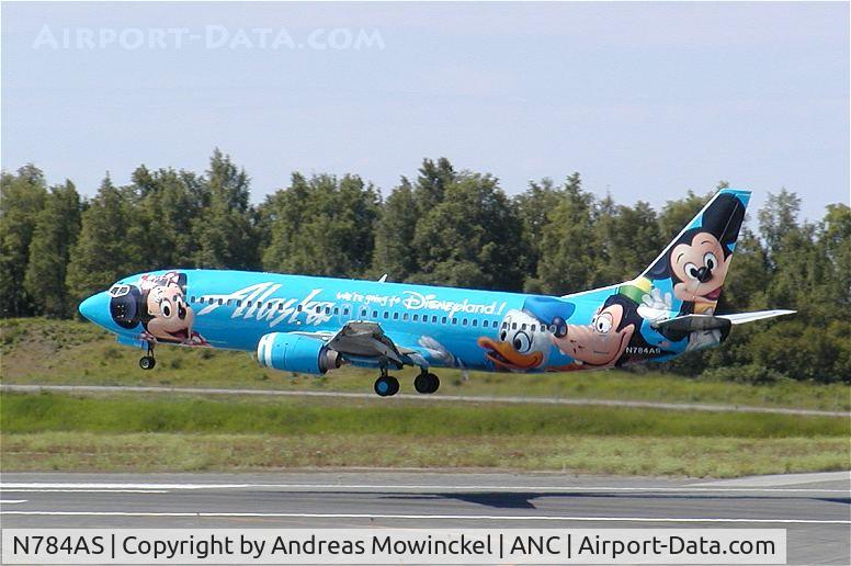 N784AS, 1996 Boeing 737-4Q8 C/N 28199, Even Mickey & Co. make it to Alaska.