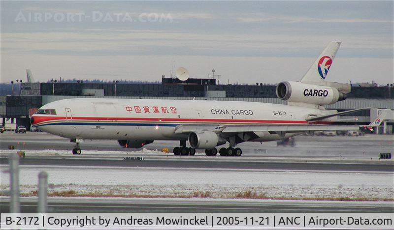 B-2172, 1992 McDonnell Douglas MD-11 C/N 48496, China Cargo MD-11 at Anchorage International Airport. Was converted to freighter in 2003