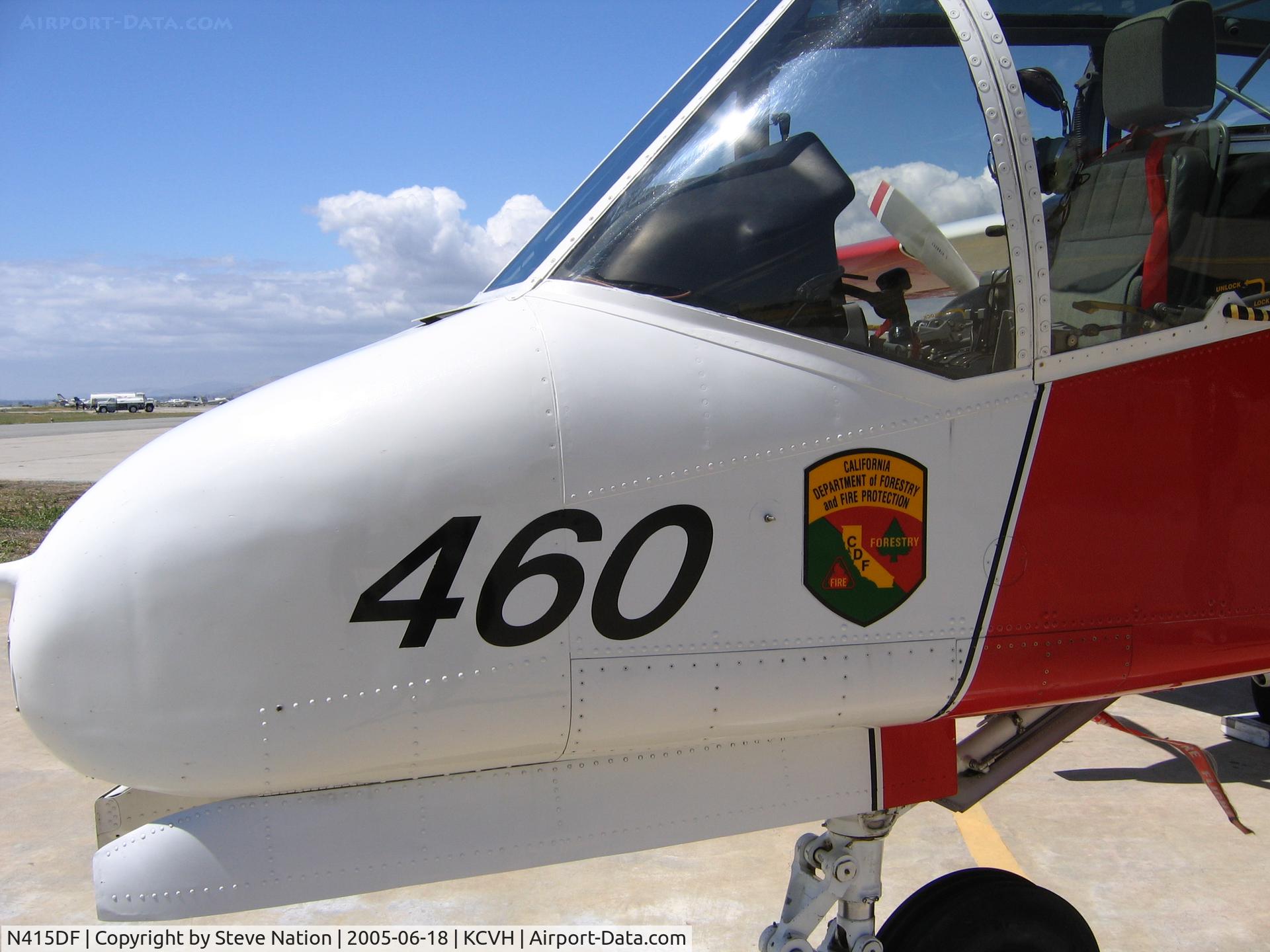 N415DF, North American Rockwell OV-10A Bronco C/N 30568M38, close-up of CDF emblem on Air Tac #460 OV-10A at Hollister, CA