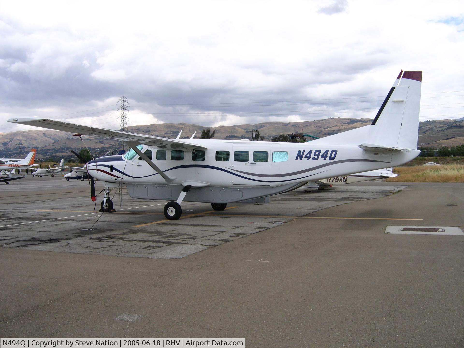 N494Q, 2000 Cessna 208B Grand Caravan C/N 208B0869, O.C. McDonald Co. 2000 Cessna 208B (with belly pack) at Reid-Hillview Airport, San Jose, CA