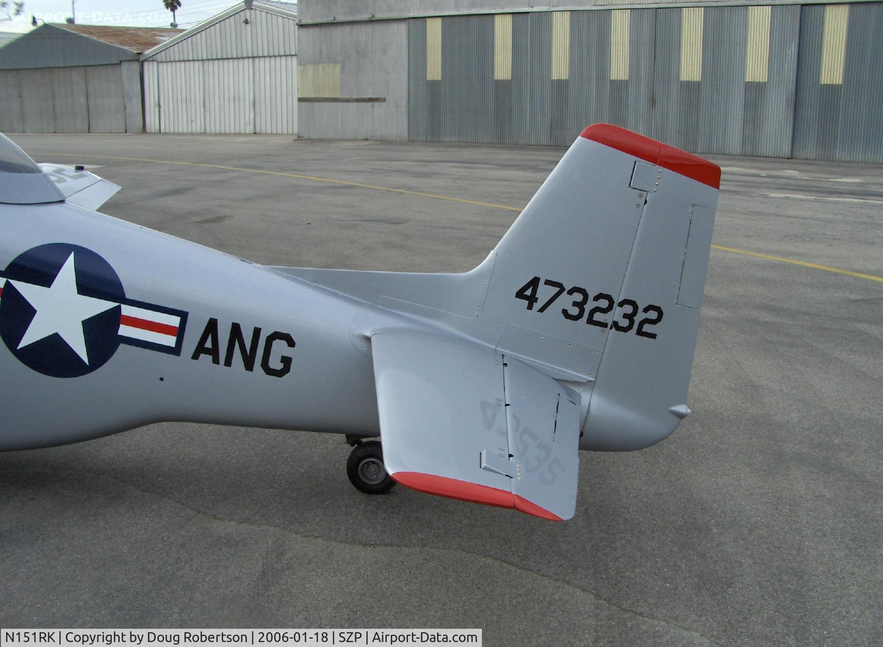N151RK, 1998 North American TF-51 Replica C/N 060, 1998 OLIVER TF-51 Empennage closeup detail