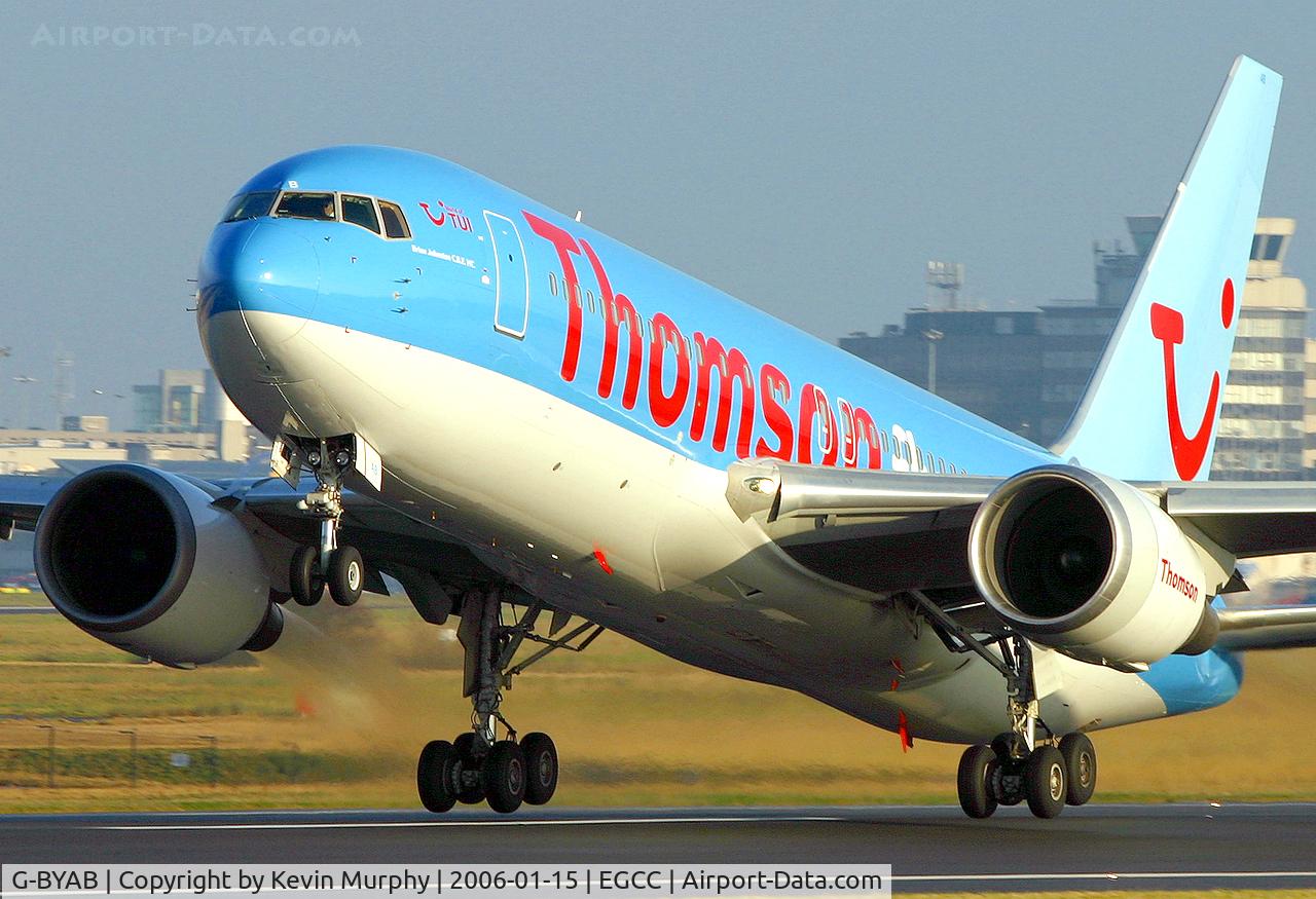 G-BYAB, 1991 Boeing 767-204 C/N 25139, Blasting off from 24L.