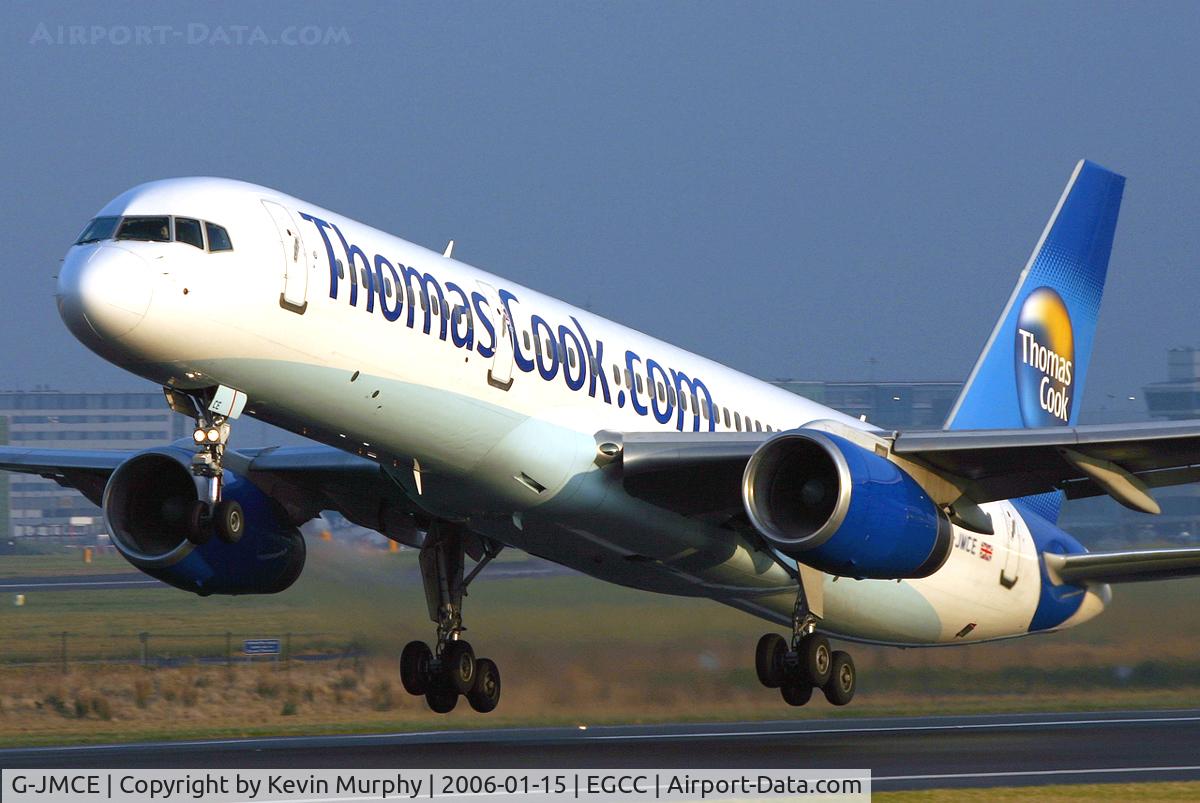 G-JMCE, 2000 Boeing 757-25F C/N 30758, Graceful departure from MAN's 24L.