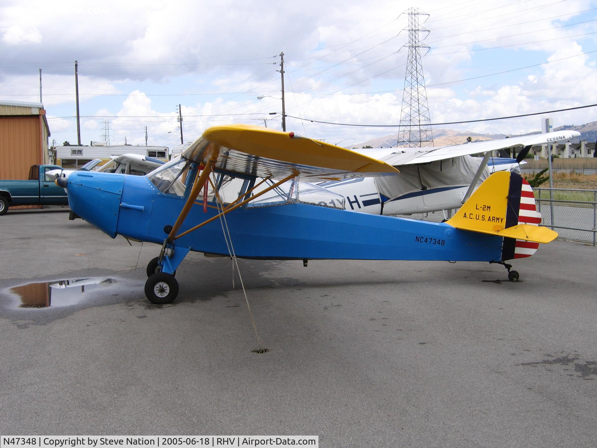 N47348, 1943 Taylorcraft DCO-65 C/N 5798, 1943 Taylorcraft DCO-65 painted as USAAC L-4M with NC47348 at Reid-Hillview Airport, San Jose, CA