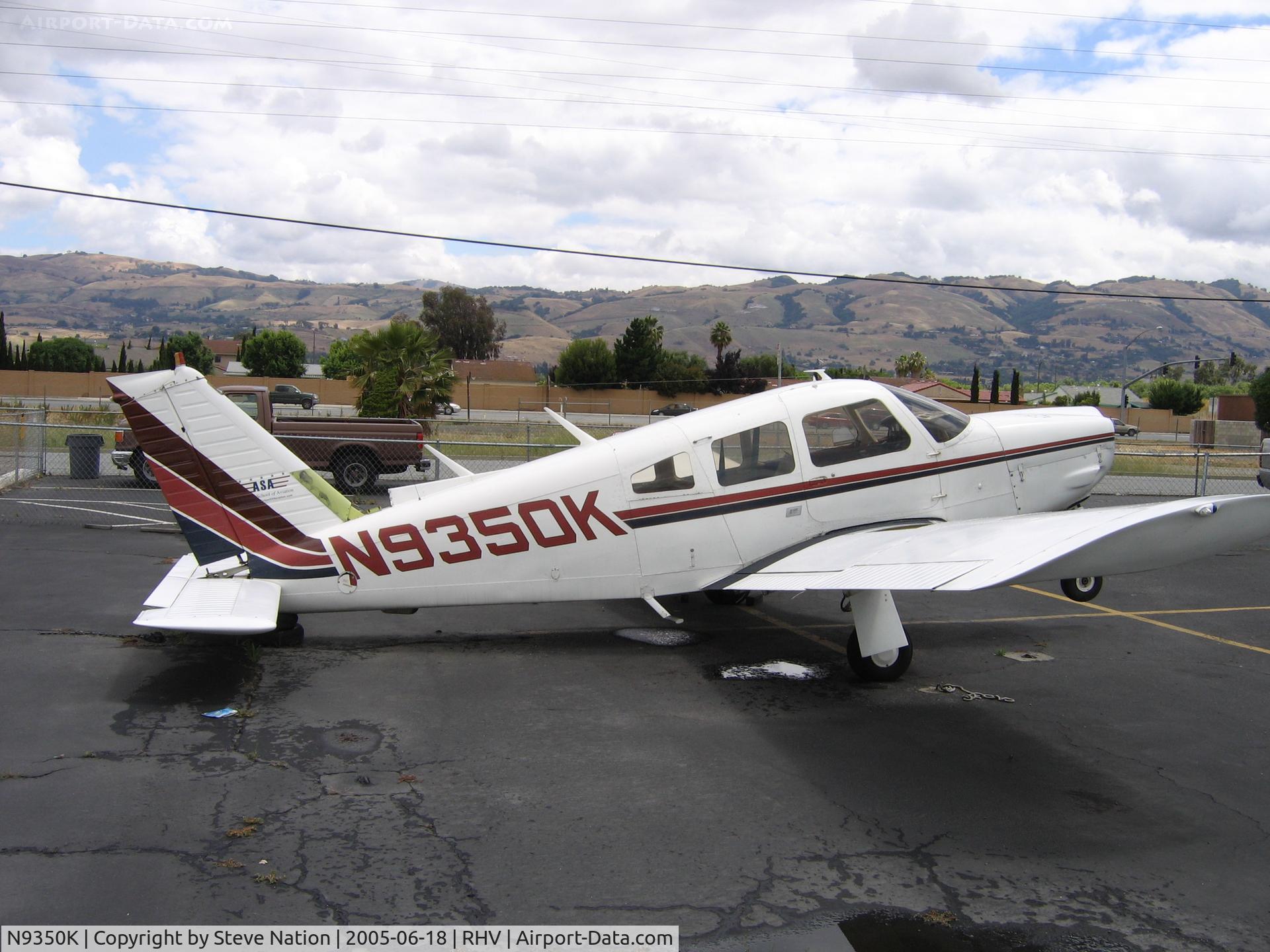 N9350K, 1976 Piper PA-28R-200 C/N 28R-7635233, ASA/American School of Aviation (titles) 1976 Piper PA-28R-200 minus engine at Reid-Hillview Airport, San Jose, CA