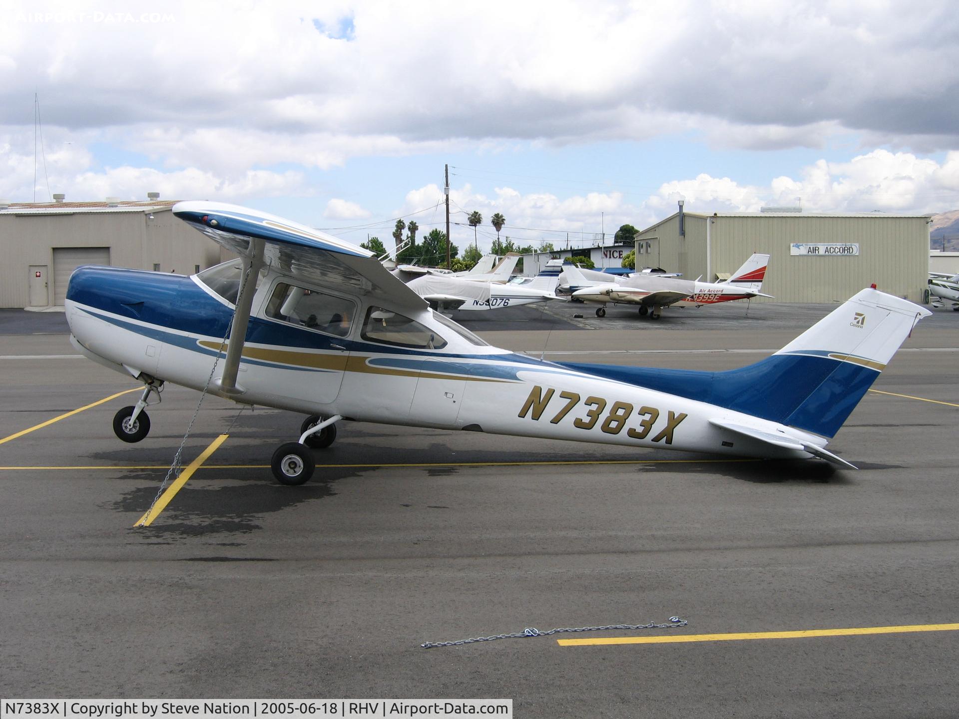 N7383X, 1977 Cessna R182 Skylane RG C/N R18200094, 1977 Cessna R182 minus engine at Reid-Hillview Airport, San Jose, CA