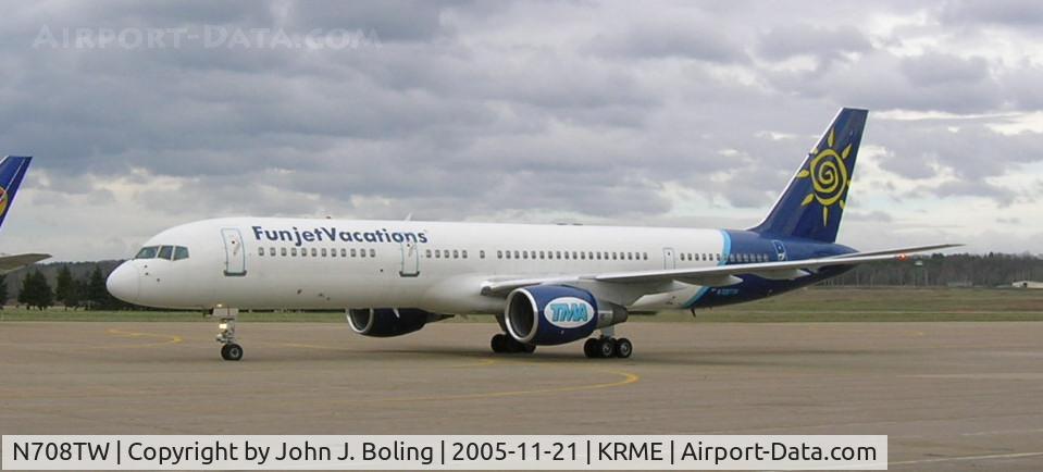 N708TW, 1997 Boeing 757-231 C/N 28480, Former TWA/American aircraft. Leased to Trans Meridian 04-05.