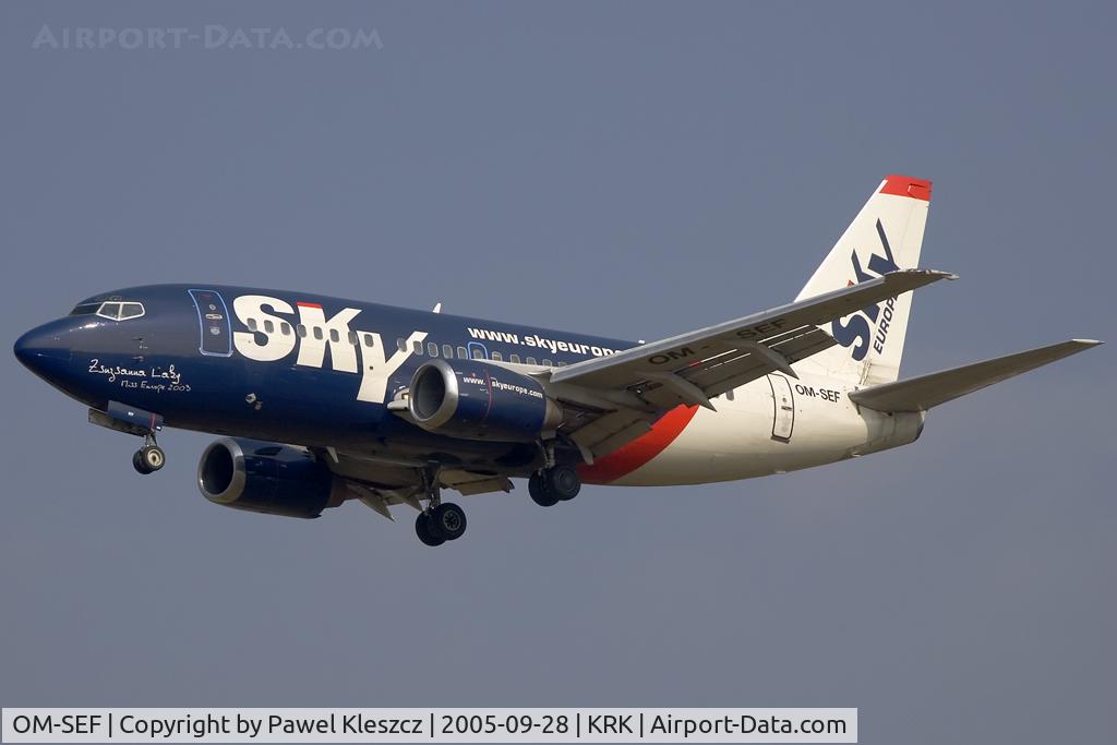 OM-SEF, 1992 Boeing 737-5Y0 C/N 25185, short to RWY25