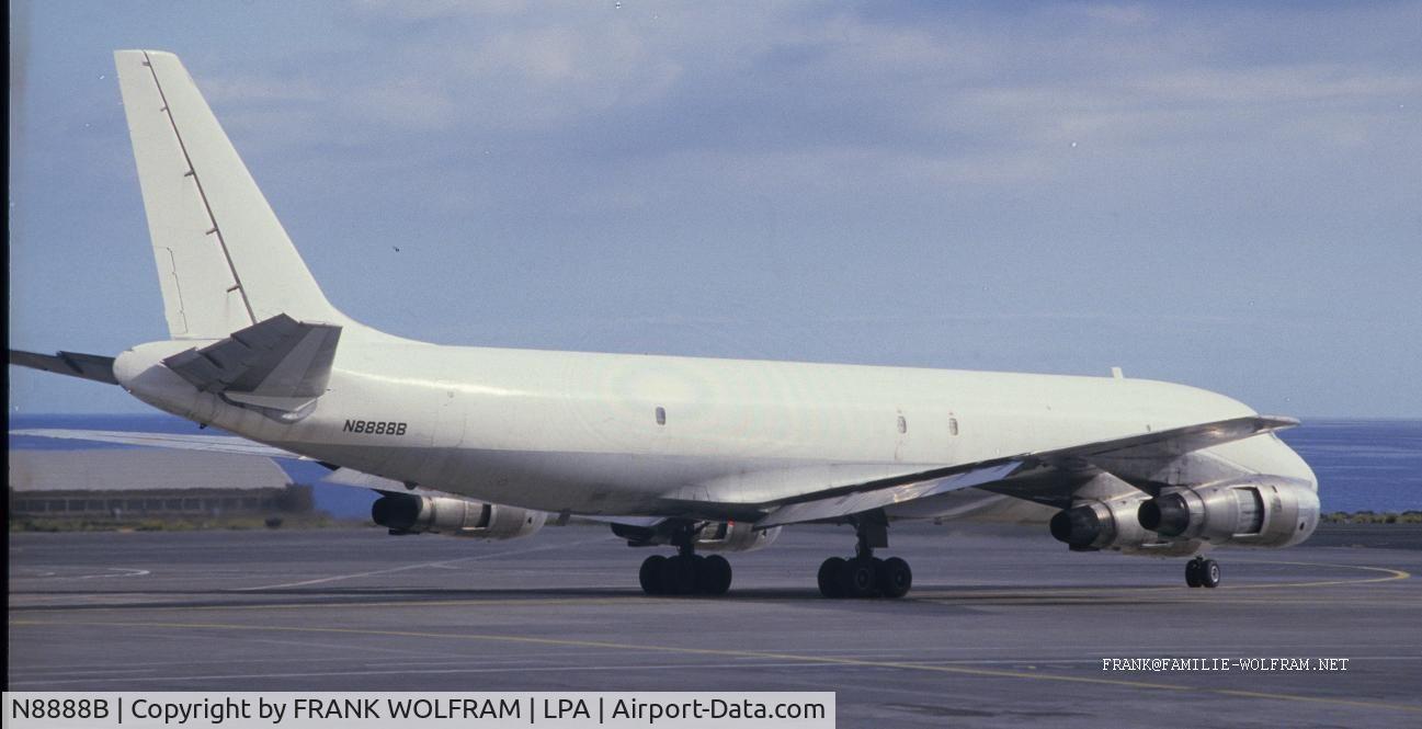 N8888B, 1966 Douglas DC-8-54F C/N 45860, Las PALMAS  AUGUST 1988. Aircraft deregistered in 08/24/1990.