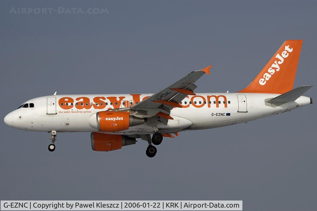 G-EZNC, 2003 Airbus A319-111 C/N 2050, RWY25 landing