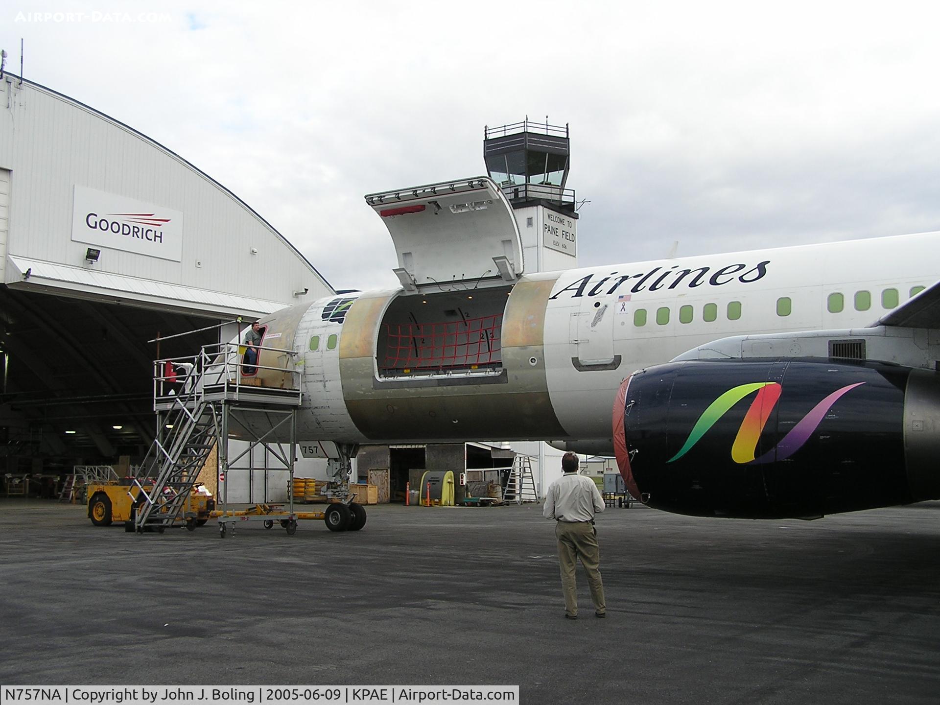 N757NA, 1990 Boeing 757-23A C/N 24567, Converted to freighter at KPAE. Test flight 9 Jun 05 by Capt John Boling and FO Don Sullivan