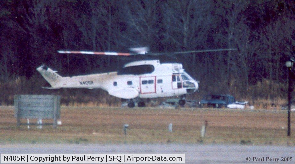 N405R, 1977 Aerospatiale SA-330J Puma C/N 1475, Caught her in a secluded part of the airport practicing