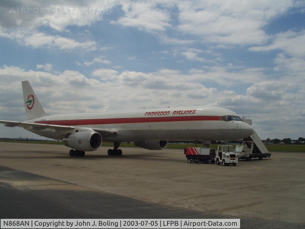 N868AN, 1990 Boeing 757-23APF C/N 24868, Lease to Cameroon Airlines ended Jul 03. Ferry from LFPB to MMMX on 5 Jul 03 by Capt Bruce Burns and Capt John Boling