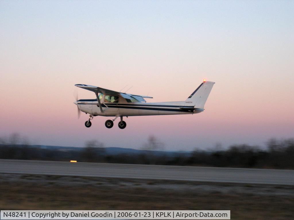 N48241, 1979 Cessna 152 C/N 15283308, Taking off rwy 29 at dusk