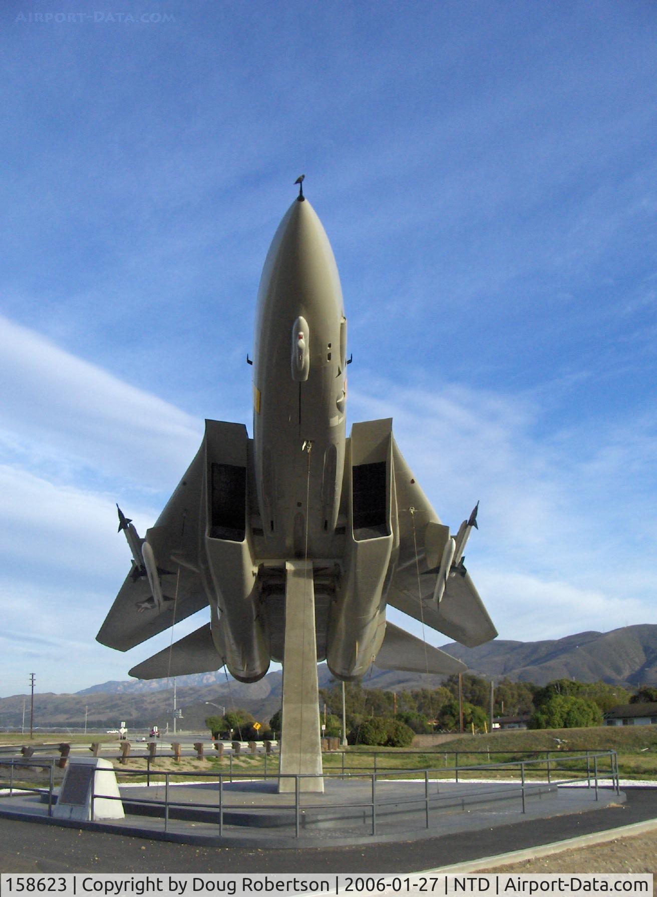 158623, 1973 Grumman F-14A Tomcat C/N 24, 1973 Grumman F-14A TOMCAT, BuNo.158623, two 20,918-lb-thrust P&W TF-30-P-412A turbofans with afterburning, construction started at Grumman-Calverton, L.I. in 1971. (B1-RD perched on extreme nose)