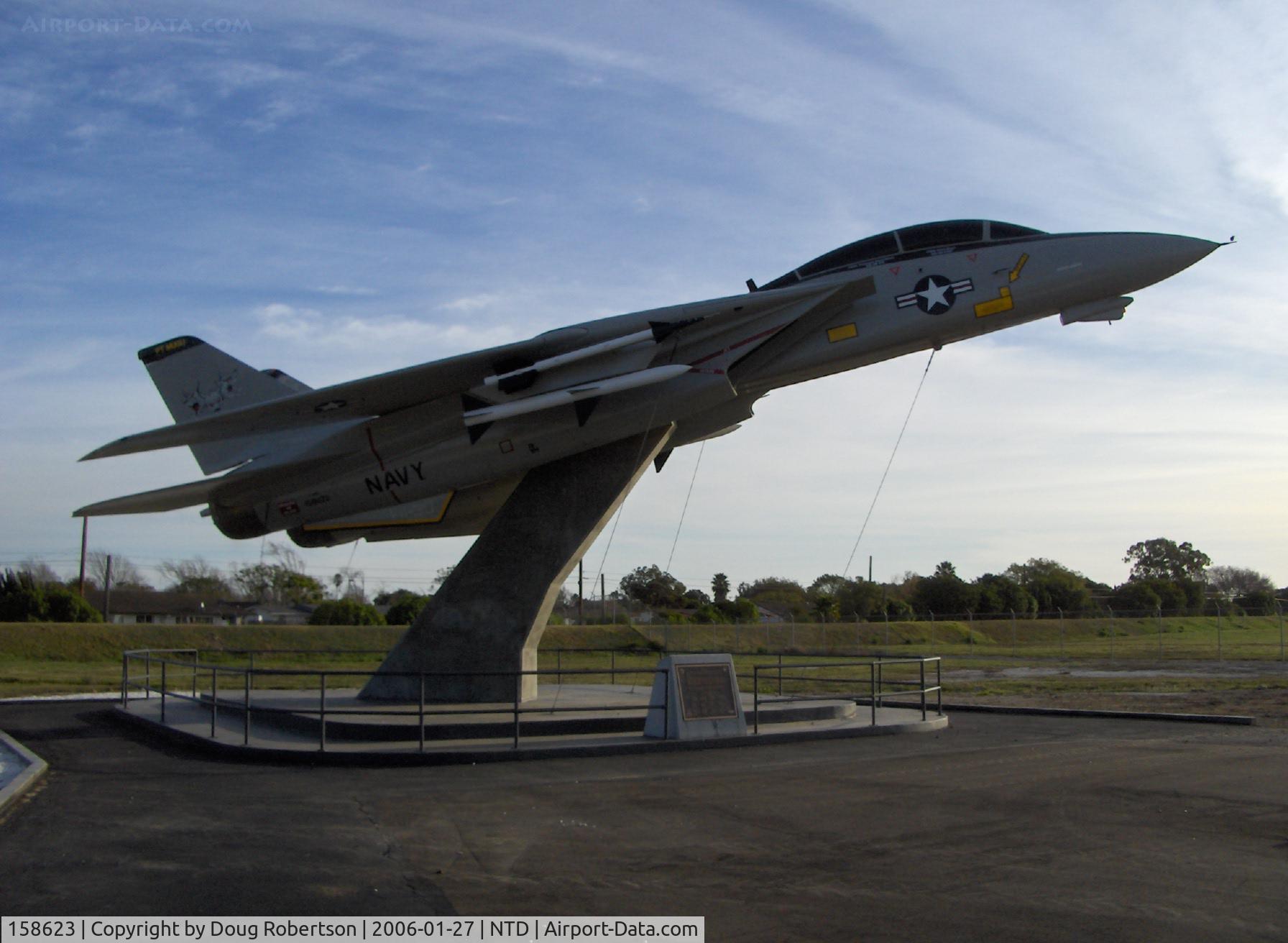 158623, 1973 Grumman F-14A Tomcat C/N 24, 1973 Grumman F-14A TOMCAT, two 20,918-lb-thrust P&W TF-30-P-412A turbofans with afterburning, the 24th F-14A delivered to Navy initially to VF-124, NAS Miramar 1973 04 14.