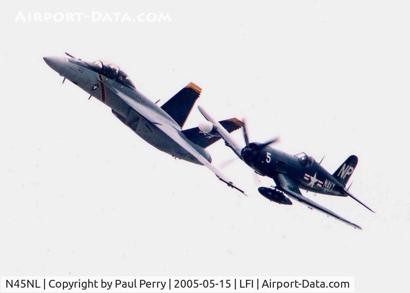N45NL, 1951 Vought F4U-5NL Corsair C/N 124692, Legacy Flight with the infamous Jolly Rogers of VFA-103