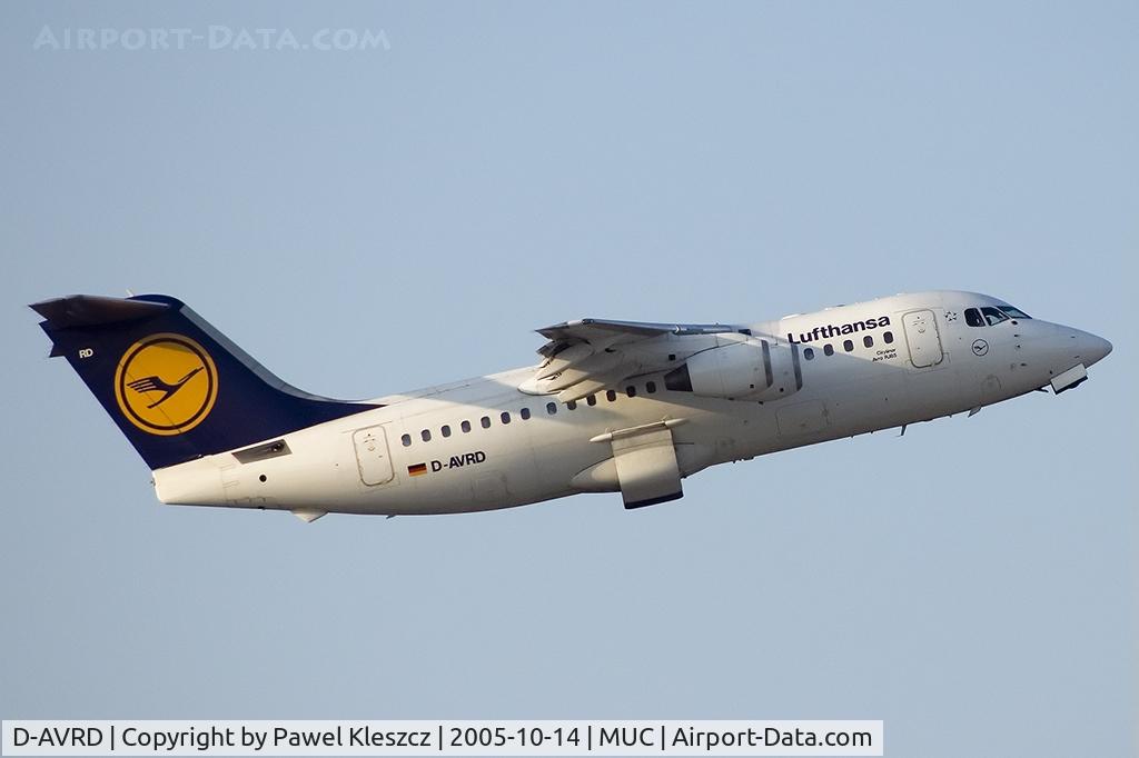 D-AVRD, 1995 British Aerospace Avro 146-RJ85 C/N E.2257, airborne