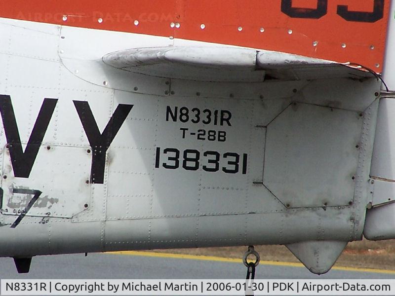 N8331R, North American T-28B Trojan C/N 200-402 (138331), Close up of tail numbers