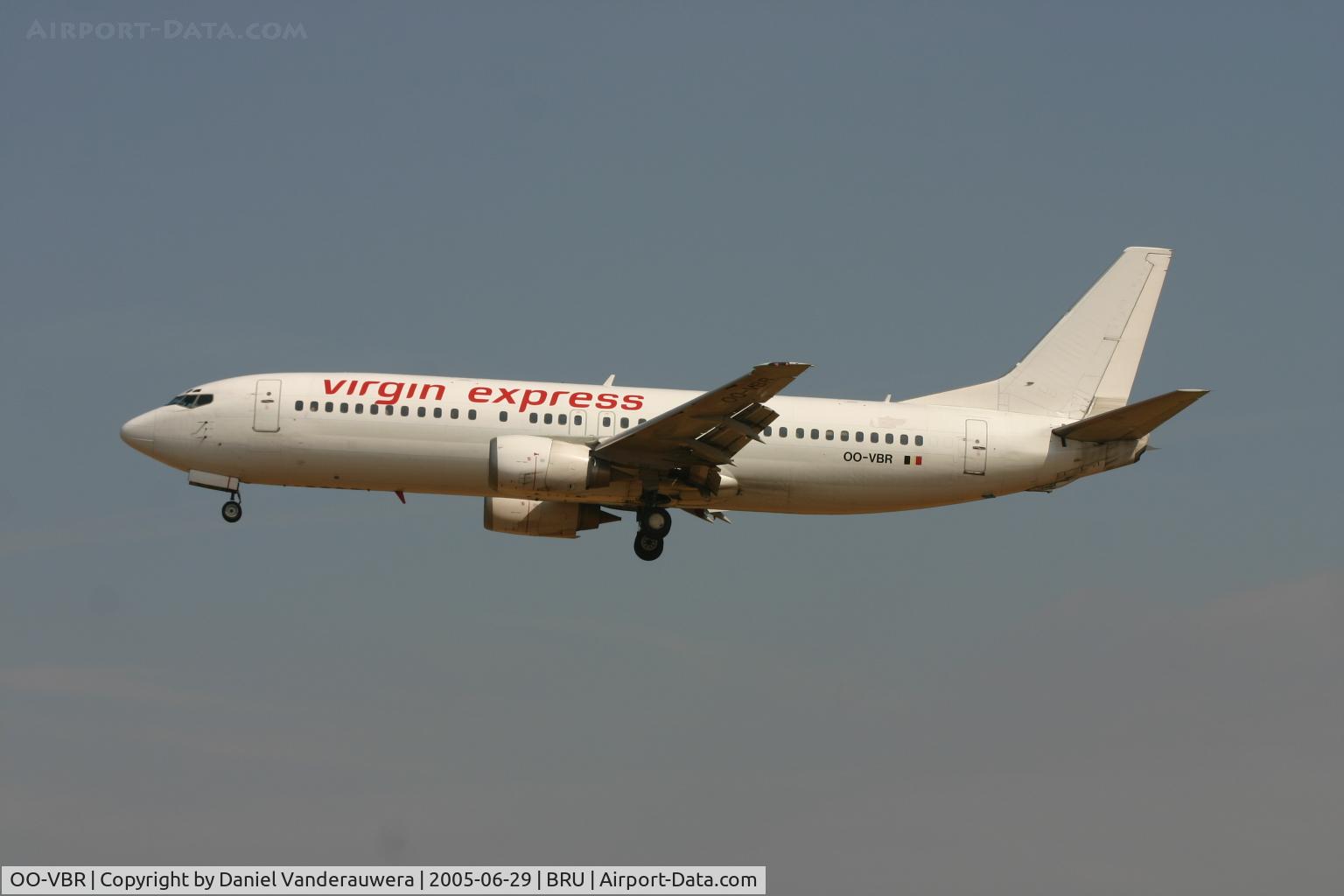 OO-VBR, 1989 Boeing 737-4Y0 C/N 24134, this was the only white paint B737 in Virgin Express fleet