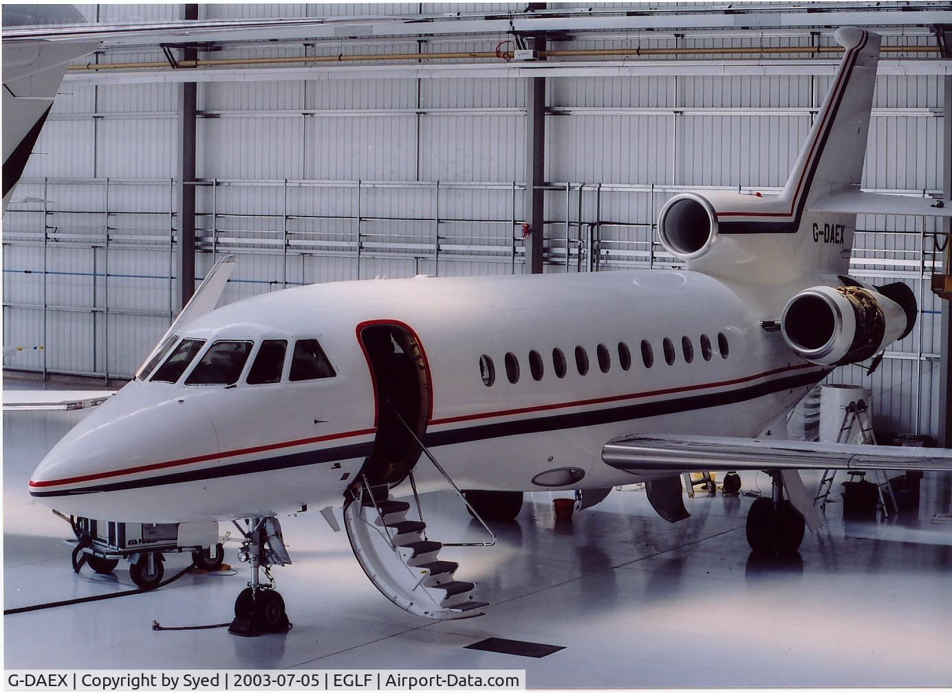 G-DAEX, 2001 Dassault Falcon 900EX C/N 78, Falcon 900EX in Hanger no. 2 - Farnborough