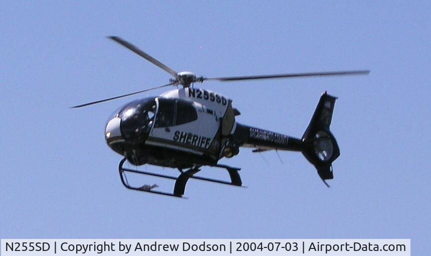 N255SD, 2000 Eurocopter EC-120B C/N 1102, Flying over the river at Sacramento