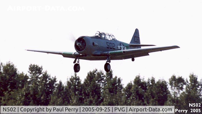 N502, 1941 North American SNJ-5 Texan Texan C/N 43689, Five Zero Two on short final
