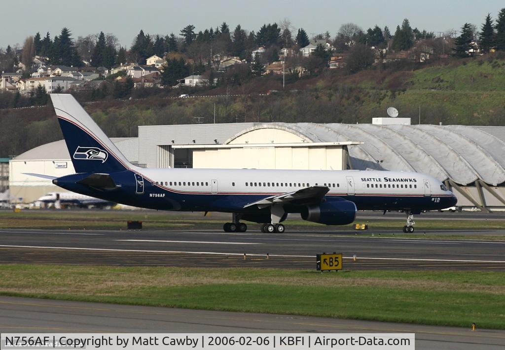 N756AF, 1991 Boeing 757-23A C/N 24923, Returning to KBFI from Detroit with Seattle Seahawks aboard