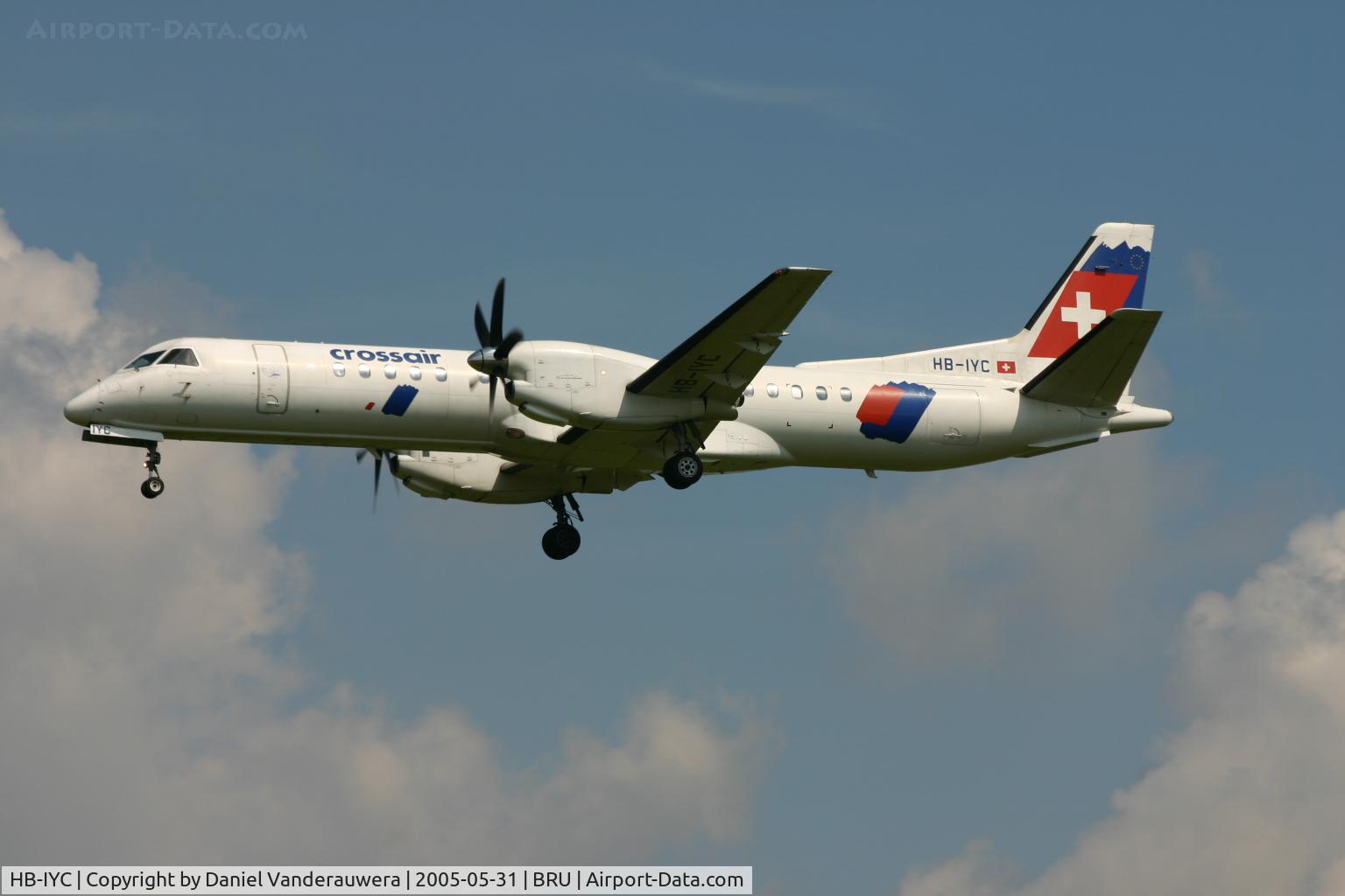 HB-IYC, 1998 Saab 2000 C/N 2000-058, arrival of flight LX762 on rnw 25L