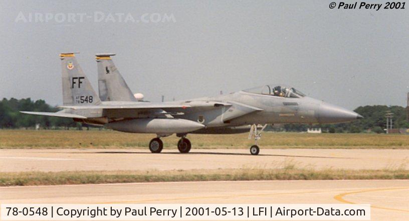 78-0548, 1978 McDonnell Douglas F-15C Eagle C/N 0540/C081, One of Langley's own taxiing back in, 27th Fighter Squadron
