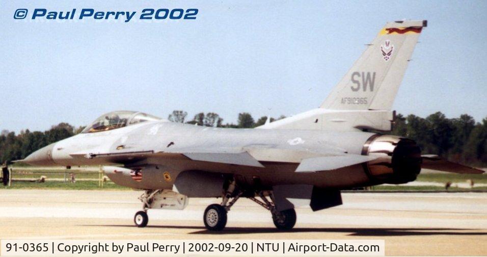 91-0365, 1991 General Dynamics F-16C Fighting Falcon C/N CC-63, Long since rotated back into her normal squadron