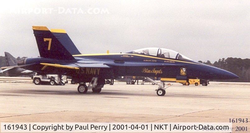 161943, McDonnell Douglas F/A-18B Hornet C/N 0150, Socked in by bad weather, over on the demo ramp