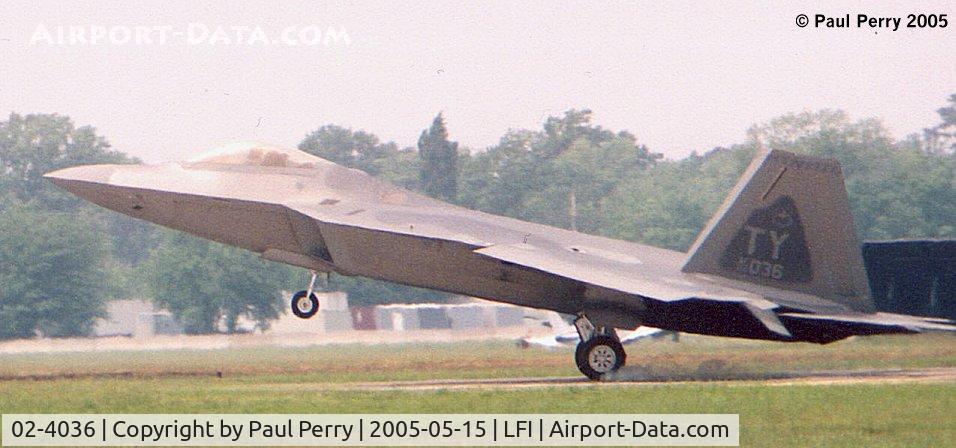 02-4036, 2002 Lockheed Martin F/A-22A Raptor C/N 4036, A Tyndall AFB Raptor on loan until they received their own at Langley